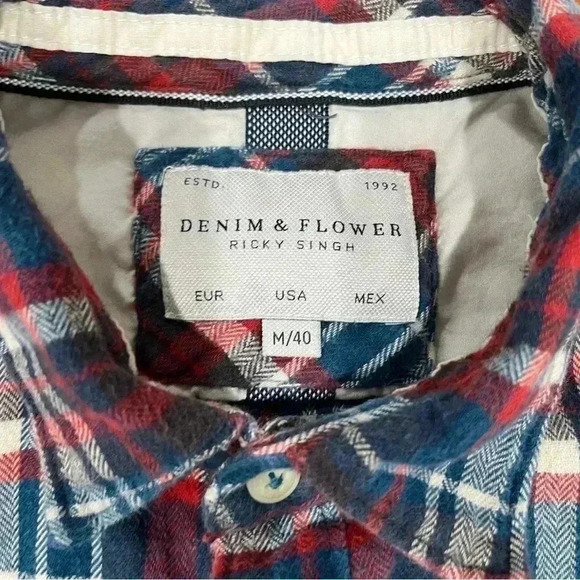 Ricky Singh Denim and Flowers button down long sleeve flannel shirt - Picture 4 of 6